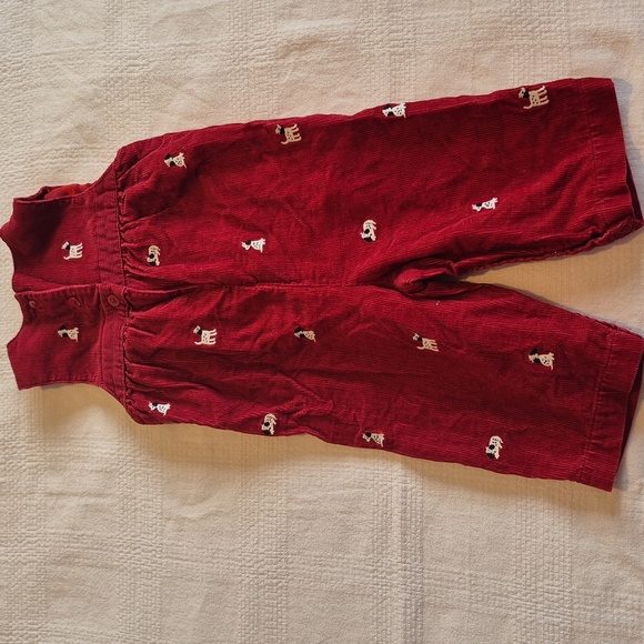 Gymboree girls 3-6 months girls dark red overalls with embroidered dalmations - Picture 4 of 7